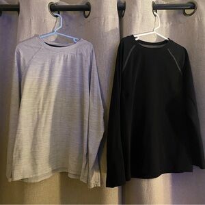 Old Navy Active 2-Pack Size M (8) Light Gray and Black Long Sleeve Go Dry Shirts